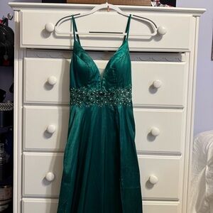 City Triangles Teal Embellished Prom Dress